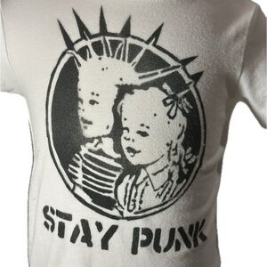 ⚡️Stay Punk Mohawk 2 Graphic Kids Tee - White 12M